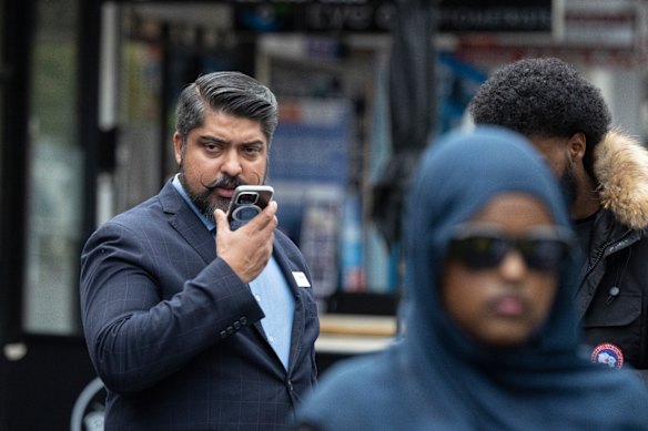 Tiwari in April during a protest in Footscray following a police shooting.