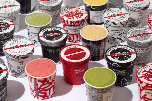 Tubs of ice-cream in Japanese-inspired flavours are available from Kori’s machine.