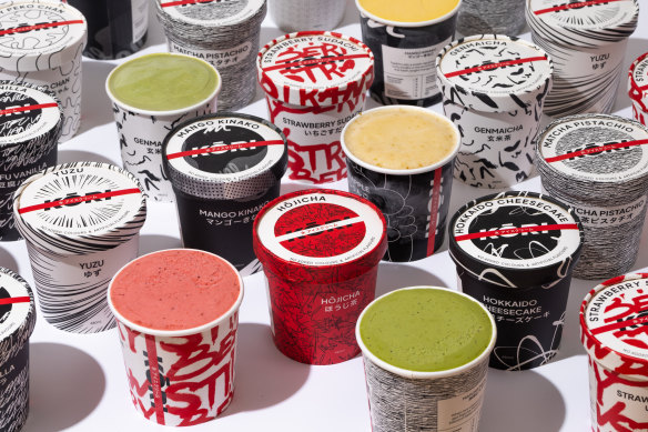 Tubs of ice-cream in Japanese-inspired flavours are available from Kori’s machine.