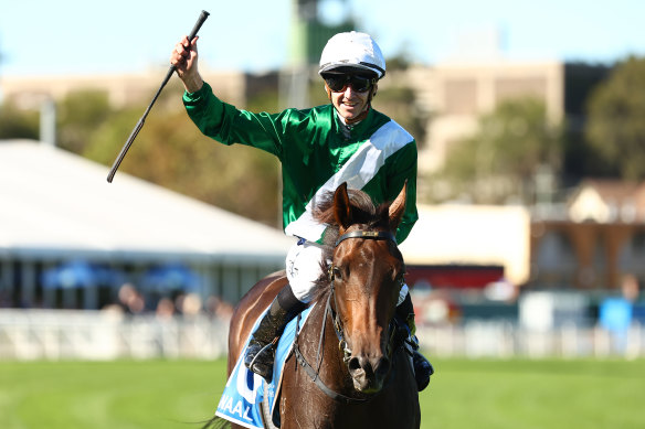 Jason Collett celebrates his win on Manaal.