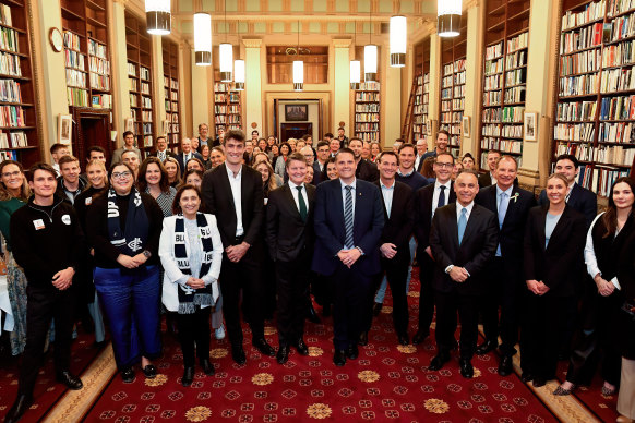 AFL CEO Andrew Dillon was among those at the Footy for Climate event at Parliament House in Victoria.