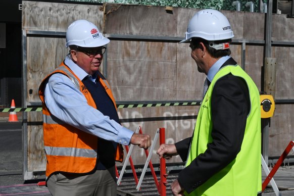 NSW Building Commissioner David Chandler and Better Regulation Minister Kevin Anderson on Monday.