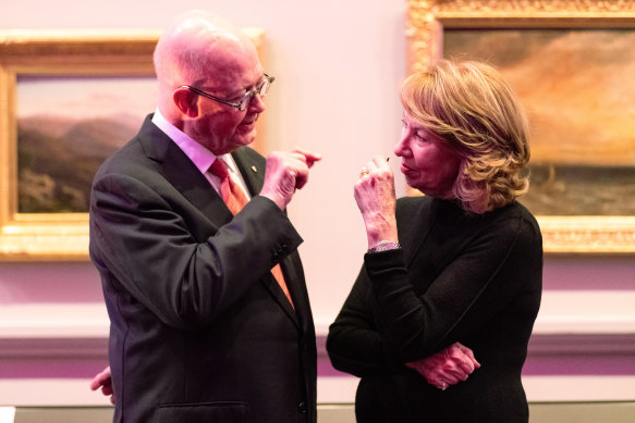 Kim Williams in conversation with former ABC presenter Maxine McKew after outlining his vision at the State Library of Victoria.