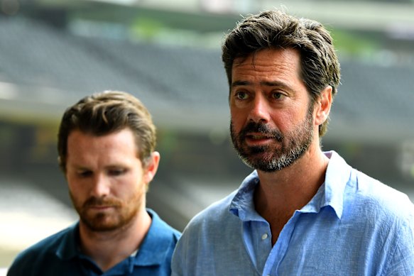 Dangerfield and former AFL CEO Gillon McLachlan (right) had a strong relationship built on mutual respect.