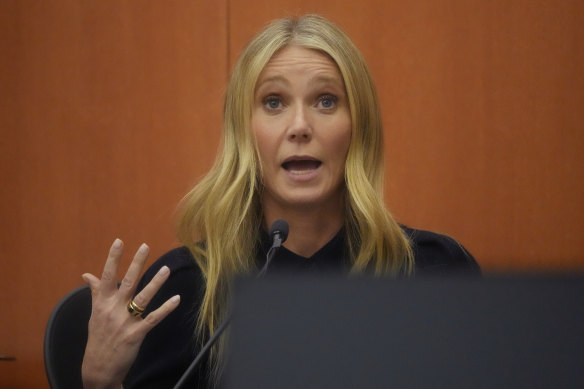 Gwyneth Paltrow testifies during her trial.