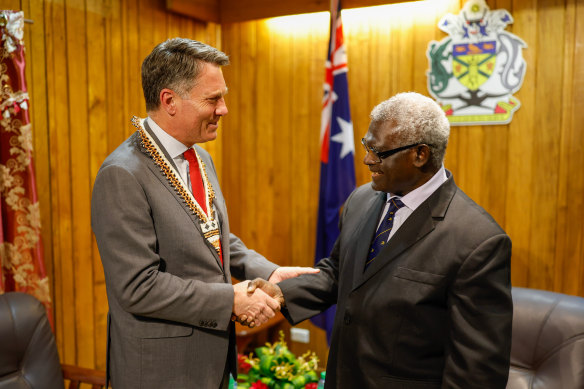 Deputy Prime Minister Richard Marles meeting Solomon Islands Prime Minister Manasseh Sogavare.