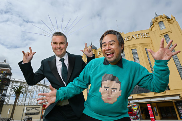 “It’s more about attitude than geography”: Eurovision fans Marcus Davey (left) and friend Paul Basilio believe Australia was destined to be in Eurovision.