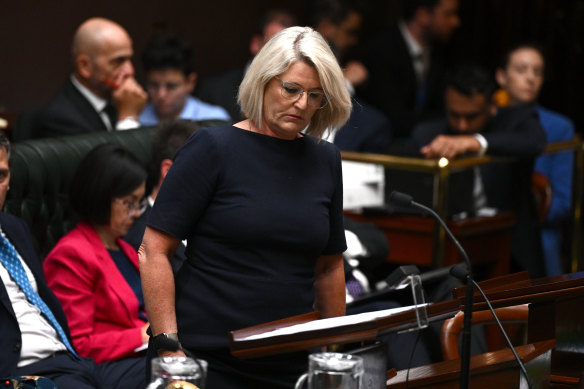 NSW Police Minister Yasmin Catley in question time in state parliament earlier this week.