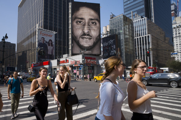 Nike advertising featuring Colin Kaepernick.