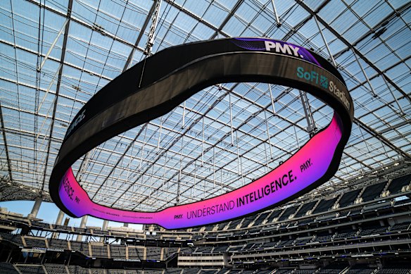 An example of a “halo screen” at LA’s SoFi Stadium, which PMY Group was involved in developing.