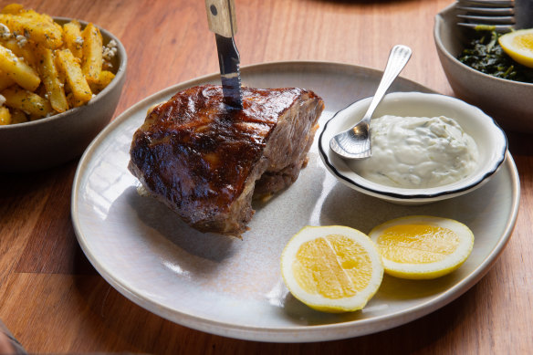 Slow-cooked lamb shoulder. 