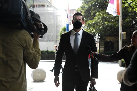 Ben Roberts-Smith arrives at the Federal Court in Sydney on Thursday.