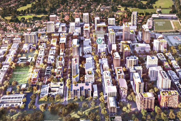 An artist’s impression of Burwood Council’s master plan to turbocharge housing density in the northern part of the local government area.