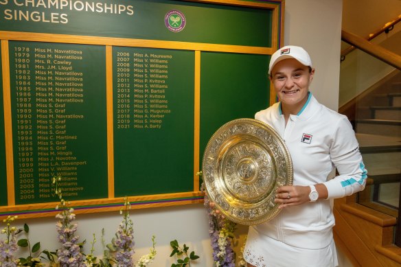Ash Barty is the last winner of the Ladies’ Singles to get a  “Miss” next to her name on the honour board.