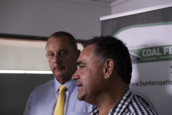 Upper Hunter MP Michael Johnsen with Deputy Premier John Barilaro in the lead up to the 2019 election.