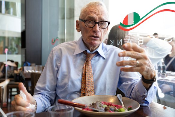 Bob Carr enjoying lunch