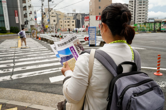 Mamina Isobe near where former Japanese prime minister Shinzo Abe was assassinated in Nara.