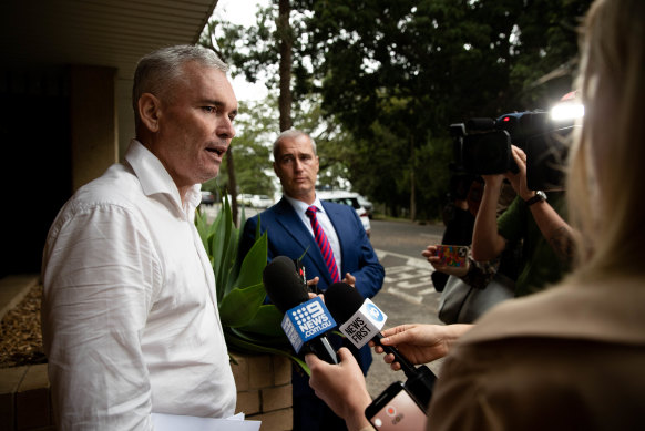 Craig Thomson speaks with reporters after his release on bail.