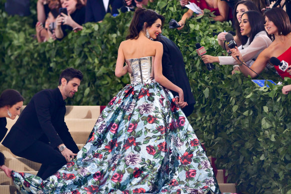 Amal Clooney wears Richard Quinn at the 2018 Met gala. 