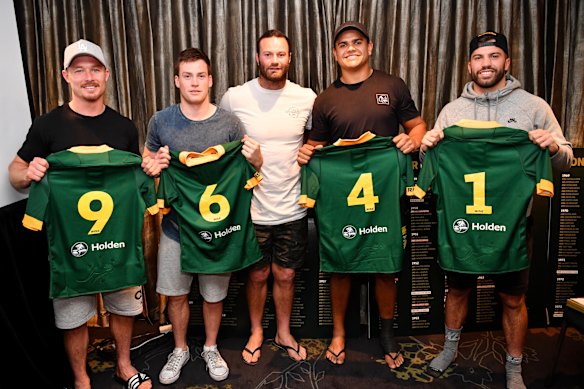 Damien Cook (left) ahead of the 2018 Kangaroo Tour. 