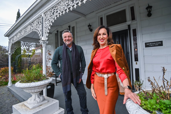 Couples who dress down together ... Steve Tsimios and Janey Francis.