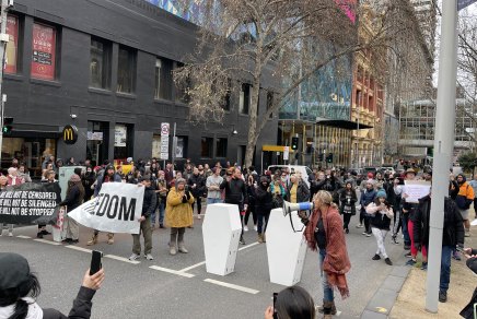 Protesters gather in Lonsdale Street, Melbourne last weekend.