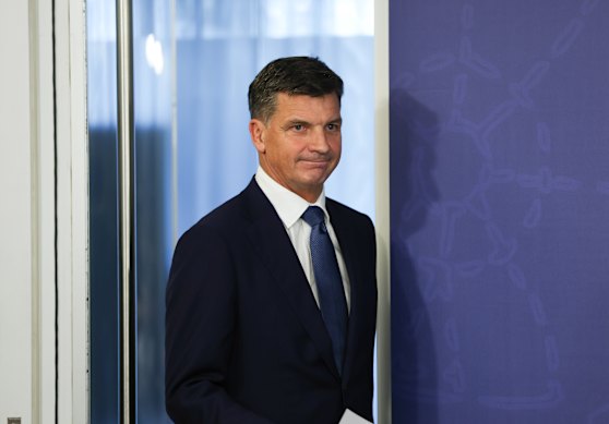 New Coalition leader Angus Taylor arrives to announce his shadow cabinet.