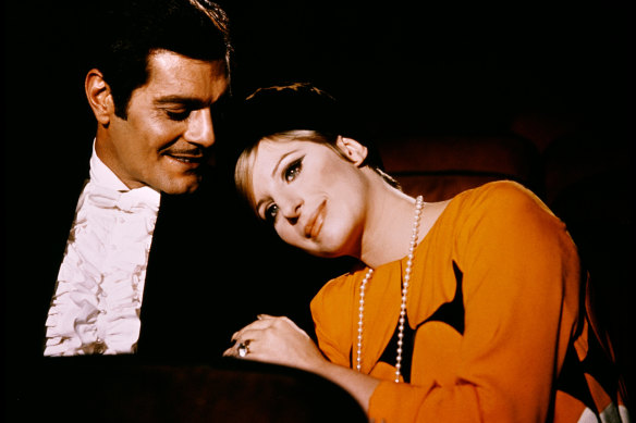 With Omar Sharif in 1968’s Funny Girl.
