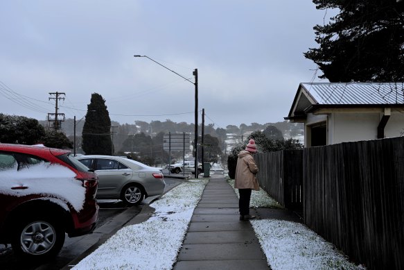 Oberon, where the temperature dropped to 0 degrees, has been blanketed by snow.