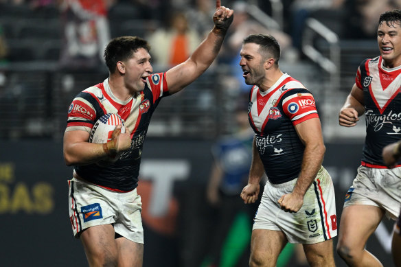 An official crowd of 40,746 attended the match between the Roosters and Broncos at Allegiant Stadium in Las Vegas.