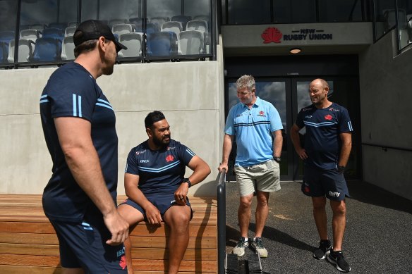 Darren Coleman and the Waratahs’ assistant coaches at the club’s new high-performance HQ.