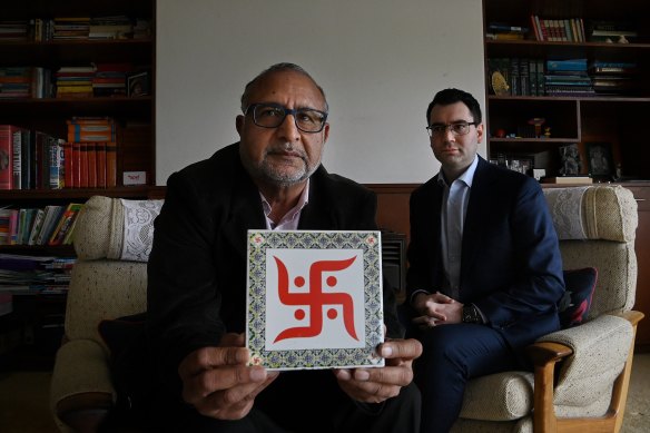 Surinder Jain, national vice president of the Hindu Council of Australia, has joined forces with NSW Jewish Board of Deputies chief executive Darren Bark to promote awareness of the sacred swastika. 