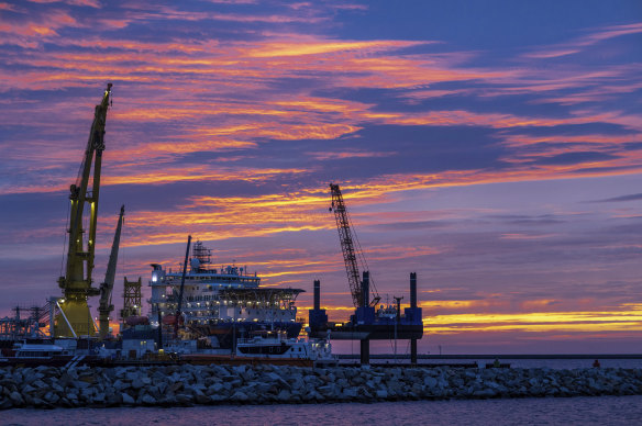 A Russian pile-laying ship on deployment for the now abandoned Nord Stream 2 gas project. 