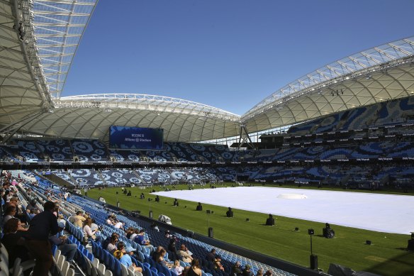 The rebuilt Sydney Football Stadium was completed last year at Moore Park. In concert mode, it can accommodate 55,000 spectators. 