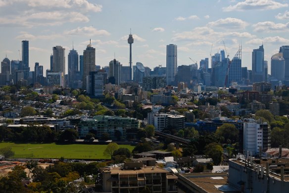 The view from the balcony of the Edgecliff penthouse that fraudster Melissa Caddick bought for her parents.  