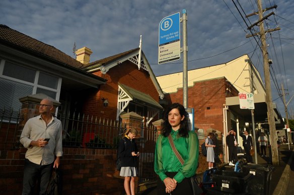 Sofia Masur, (third from left) a Manly resident and commuter voted on public transport issues at the state election after frequent bus cancellations made it impossible for her to get to work on time.