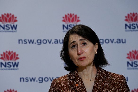 NSW Premier Gladys Berejiklian during a COVID-19 update on Tuesday.