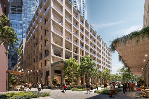 The revised concept plans for Central Barangaroo include fewer offices and more apartments.