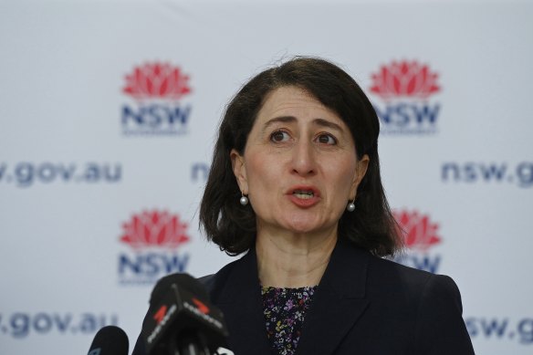 NSW Premier Gladys Berejiklian at Wednesday’s COVID-19 update.