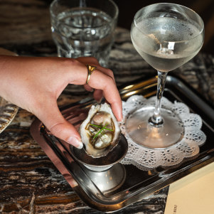 Pair Sydney rock oysters with a two-sip martini made with Never Never’s Oyster Shell Gin.