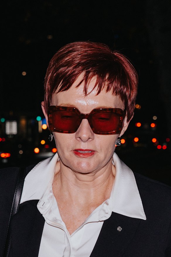 Former Parramatta Council chief executive Gail Connolly leaves the ICAC after giving evidence.