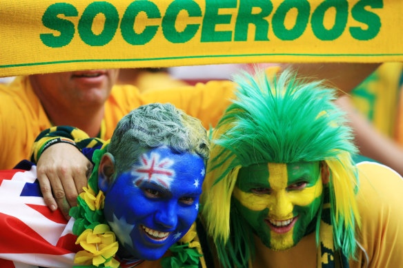 Australian fans at the Australia v Italy in Kaiserslautern, Germany.