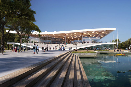 An artist’s impression of the eastern entrance of the new Sydney Fish Market.