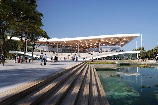 An artist’s impression of the eastern entrance of the new Sydney Fish Market.