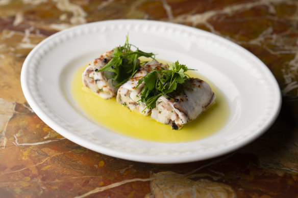Three baby roulades of octopus give the current menu staple a new look.