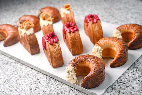 Crescents and wheels are among the unusual pastries baking at Drom Bakery in Bayswater, Melbourne.