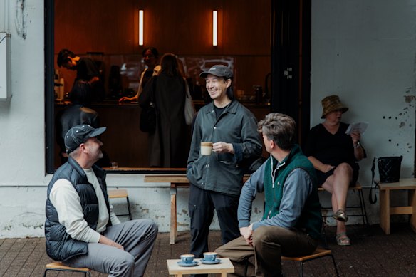 Dan Yee chats with customers at Artificer, Surry Hills.
