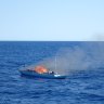 An illegal fishing boat destroyed by Australian Border Force in 2021.