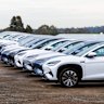 Recently imported electric vehicles parked in a storage yard in Kilsyth in Melbourne’s east.