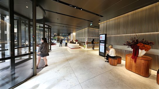 The new lobby at 55 Collins Street has replaced the ANZ’s old bank branch.
